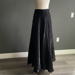 JS Collections Black Crinkled Organza Maxi Skirt Tulle Old Money Glam Parisian